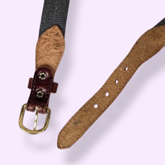 Red Leather & Grey Canvas Belt - Picture 4 of 5